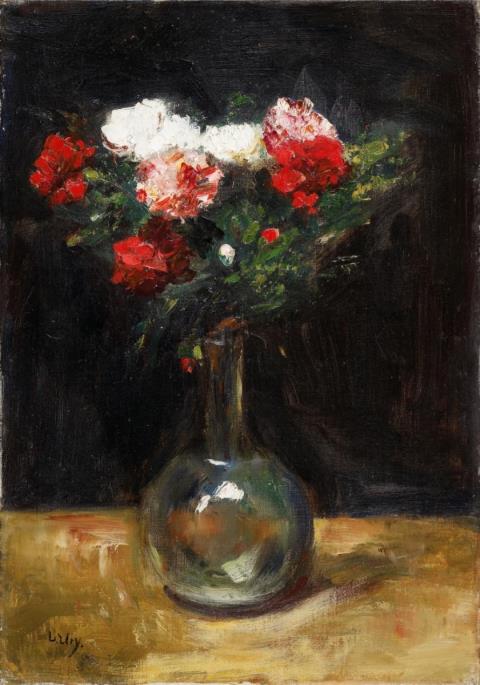 Lesser Ury - Nelken in gläserner Kugelvase (Carnations in a Glass Vase)