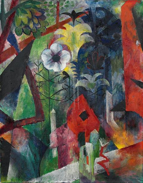 Heinrich Campendonk - Blumenbild (Picture with flowers) Verso: Paar (Couple)