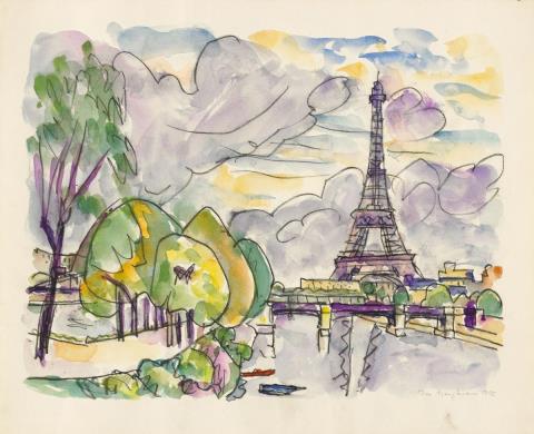 Ivo Hauptmann - Paris (Seine mit Eiffelturm; Gartenszene)