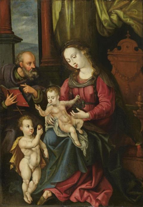 Netherlandish School (Antwerp?) , second half 16th century - HOLY FAMILY WITH THE INFANT JOHN THE BAPTIST