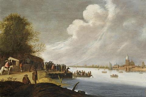 Cornelis Beelt - RVIER LANDSCAPE WITH LANDING STAGE