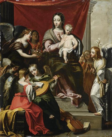 Flemish School, 17th century - THE VIRGIN WITH CHILD AND ANGELS