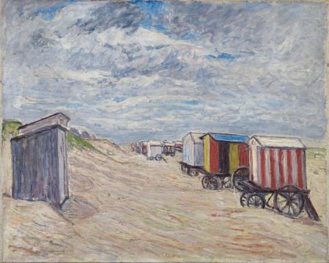 Theo von Brockhusen - Bathing Carts on a North Sea Beach