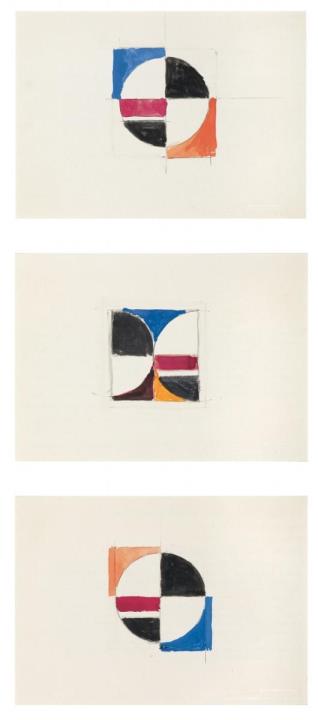 Walter Dexel - Studies for two paintings from the series Disc in Square "Untitled" and "Half-Disc against Half-Disc"