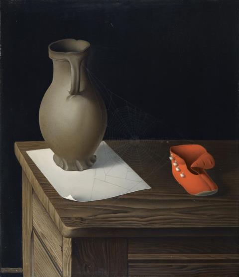 Josef Mangold - Stilleben mit Vase und Schuh