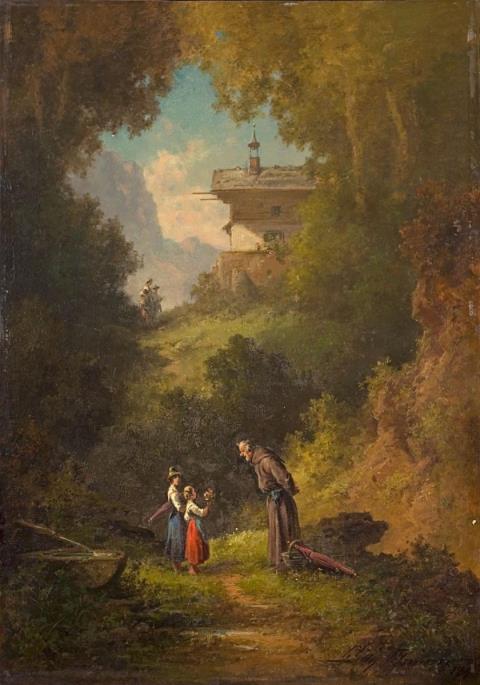 Willy Moralt - FOREST TRAIL WITH MONK AND CHILDREN