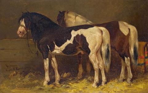 Wouter Verschuur the Younger - TWO HORSES IN A STABLE