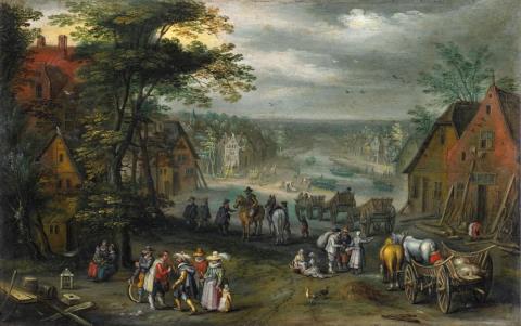 Jan Brueghel the Younger - VILLAGE STREET WITH CANAL