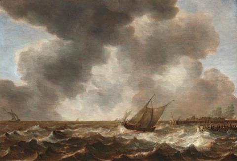 Abraham van Beijeren - COASTAL LANDSCAPE WITH STORMY SEA