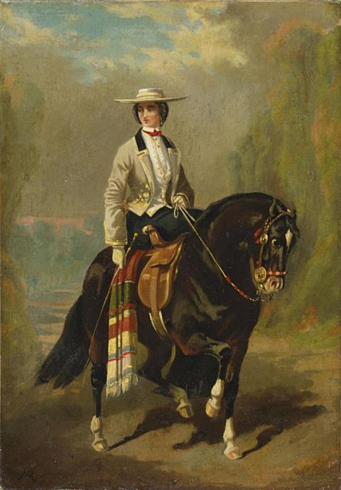Johann Moritz Rugendas - LADY ON A BLACK HORSE
