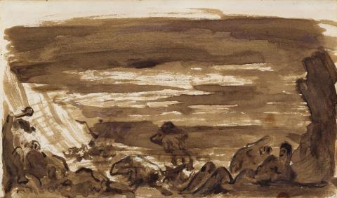 Paul Cezanne - Scène fantastique. Rückseitig: Promenade