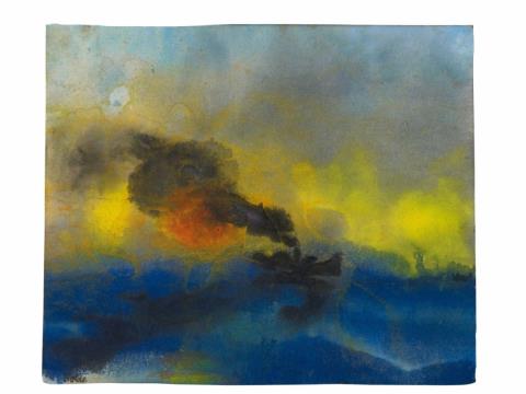 Emil Nolde - Abendliches Meer und schwarzer Dampfer (Evening sea and black steamer)