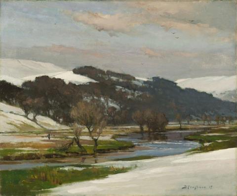 Bertram Priestman - Winterliche Flußlandschaft (Wintery River Landscape)