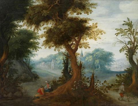 Abraham Govaerts - WOODED LANDSCAPE WITH FIGURAL STAFFAGE