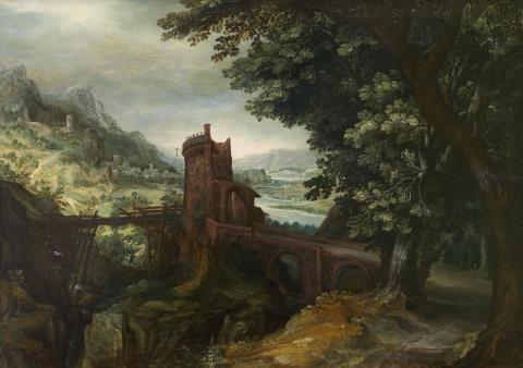 Anton Mirou, circle of - LANDSCAPE WITH BRIDGE AND RUINS