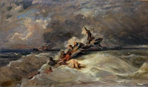 Eugène Isabey - STORMY SEA WITH SHIPWRECKED