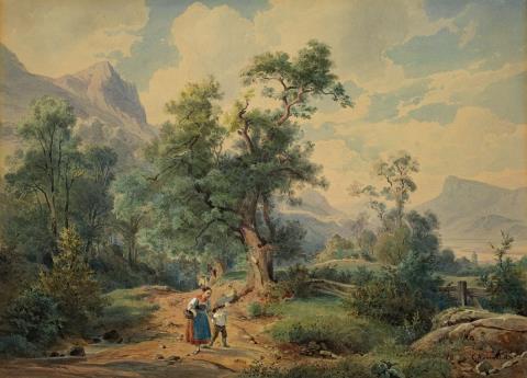 Carl Maria Nicolaus Hummel - WOODED LANDSCAPE WITH FIGURAL STAFFAGE