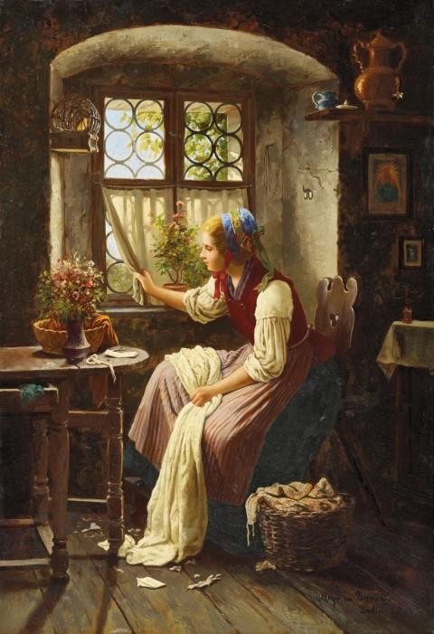 Johann Georg Meyer von Bremen - GIRL AT THE WINDOW (EXPECTATION)
