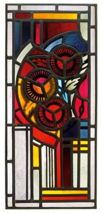 Johan Thorn Prikker - Glasfenster. Abstrakte Komposition - mit 3 Rundformen (Glass Window. Abstract Composition - with 3 Circular Forms)