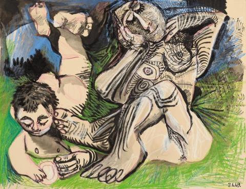 Pablo Picasso - Femme et jeune Garçon nus, mardi 3 juin 1969