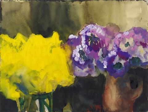 Klaus Fußmann - Untitled (Yellow and violet blossoms)