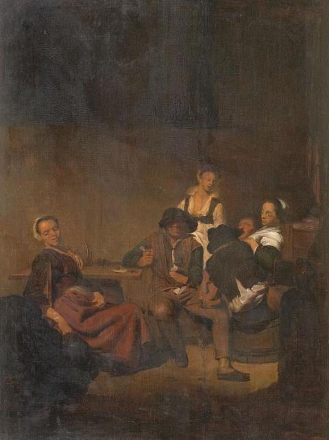 Cornelis Pietersz Bega - INTERIOR WITH FIGURES AT A TABLE
