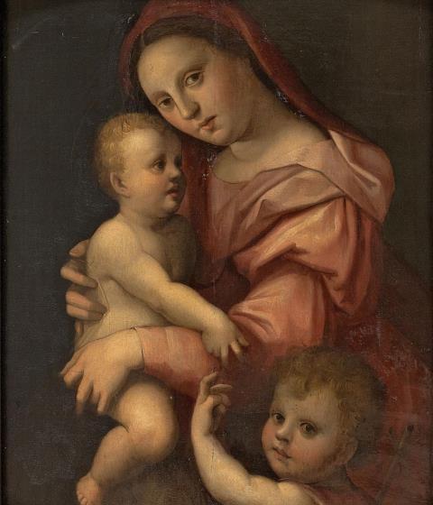  Florentine School - THE VIRGIN WITH CHILD AND INFANT SAINT JOHN