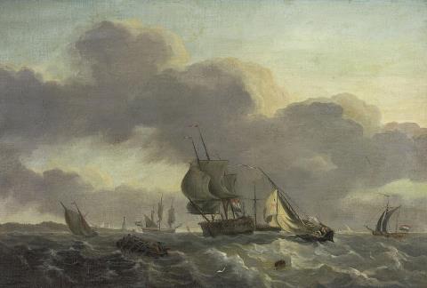 Ludolf Backhuysen the Elder - SAILING SHIPS ON STORMY SEA