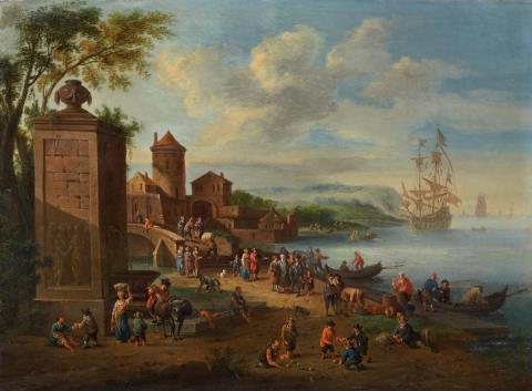 Pieter Bout - A LIVELY HARBOUR SCENE
