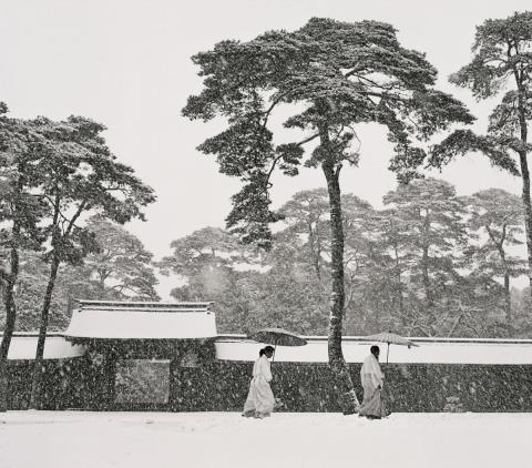 Werner Bischof - In the court of the Meiji Temple, Tokyo, Japan