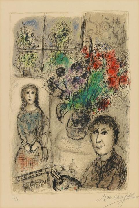 Marc Chagall - Le Chevalet aux Fleurs