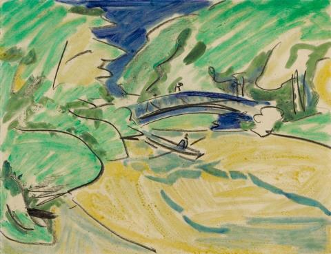 Ernst Ludwig Kirchner - Ruderboot unter der Brücke
