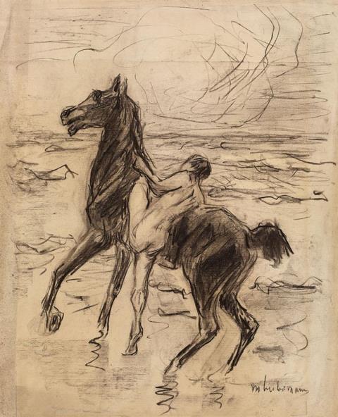 Max Liebermann - Nackter Reiter am Strande - Pferdebändiger (Naked Rider on the Beach - Horse Tamer)