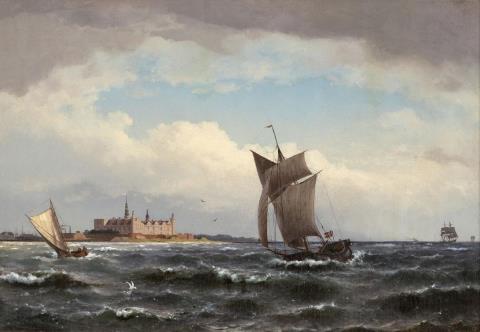Carl Buntzen - SAILING SHIPS IN FRONT OF KRONBORG CASTLE