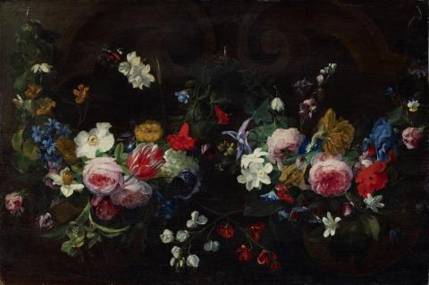 Daniel Seghers - GARLAND OF FLOWERS AGAINST A DARK BACKGROUND