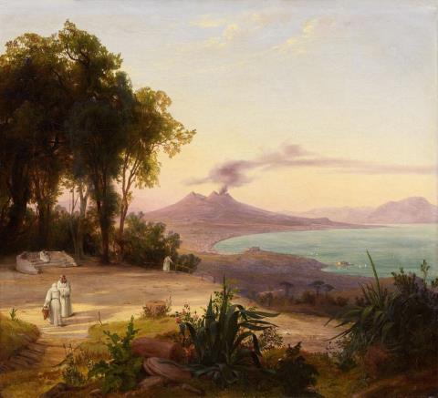 August Wilhelm Ahlborn - THE BAY OF NAPLES WITH VIEW ON THE VESUVIUS