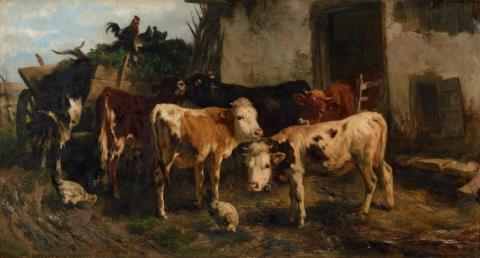 Anton Braith - CATTLE AT A WATERING PLACE