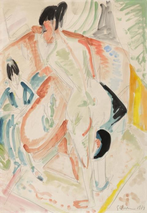 Ernst Ludwig Kirchner - Frau und nackte Frau im Atelier