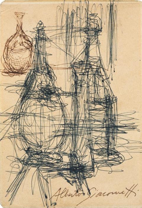 Alberto Giacometti - Nature morte aux carafes. Verso: Inscriptions