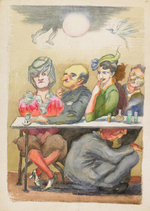 Ludwig Meidner - Ohne Titel - Im Café (Untitled - In the Café)